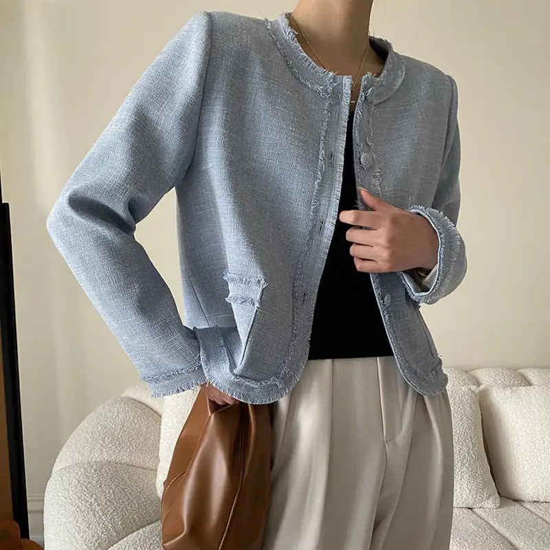 アウター ジャケット フリンジデザイン シングルブレスト 長袖