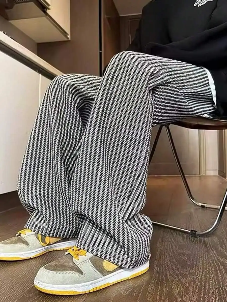 シンプル ストライプ  カジュアル ロングパンツ デイリーウェア