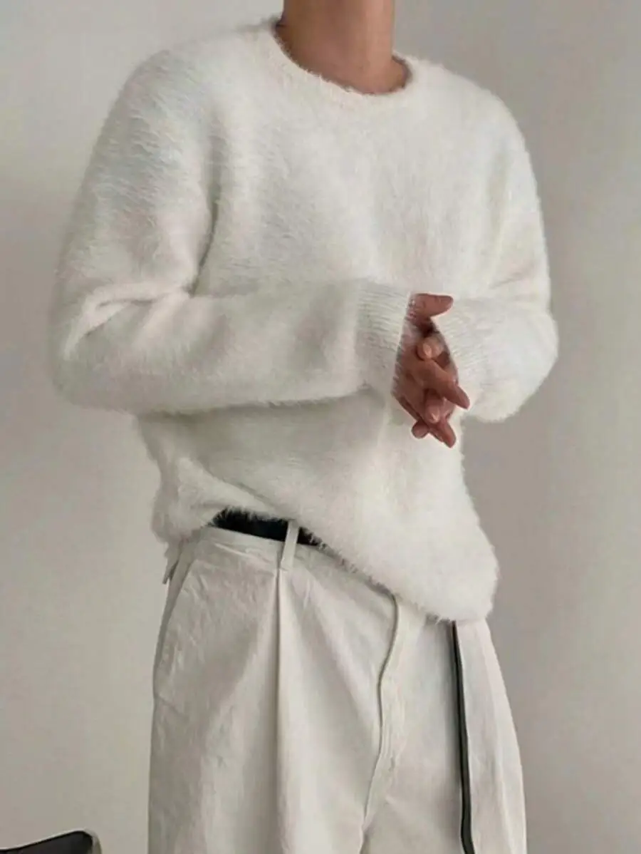 セーター リラックスニット オーバーサイズ カジュアル 無地 柔らかい ラウンドネック プルオーバー セーター