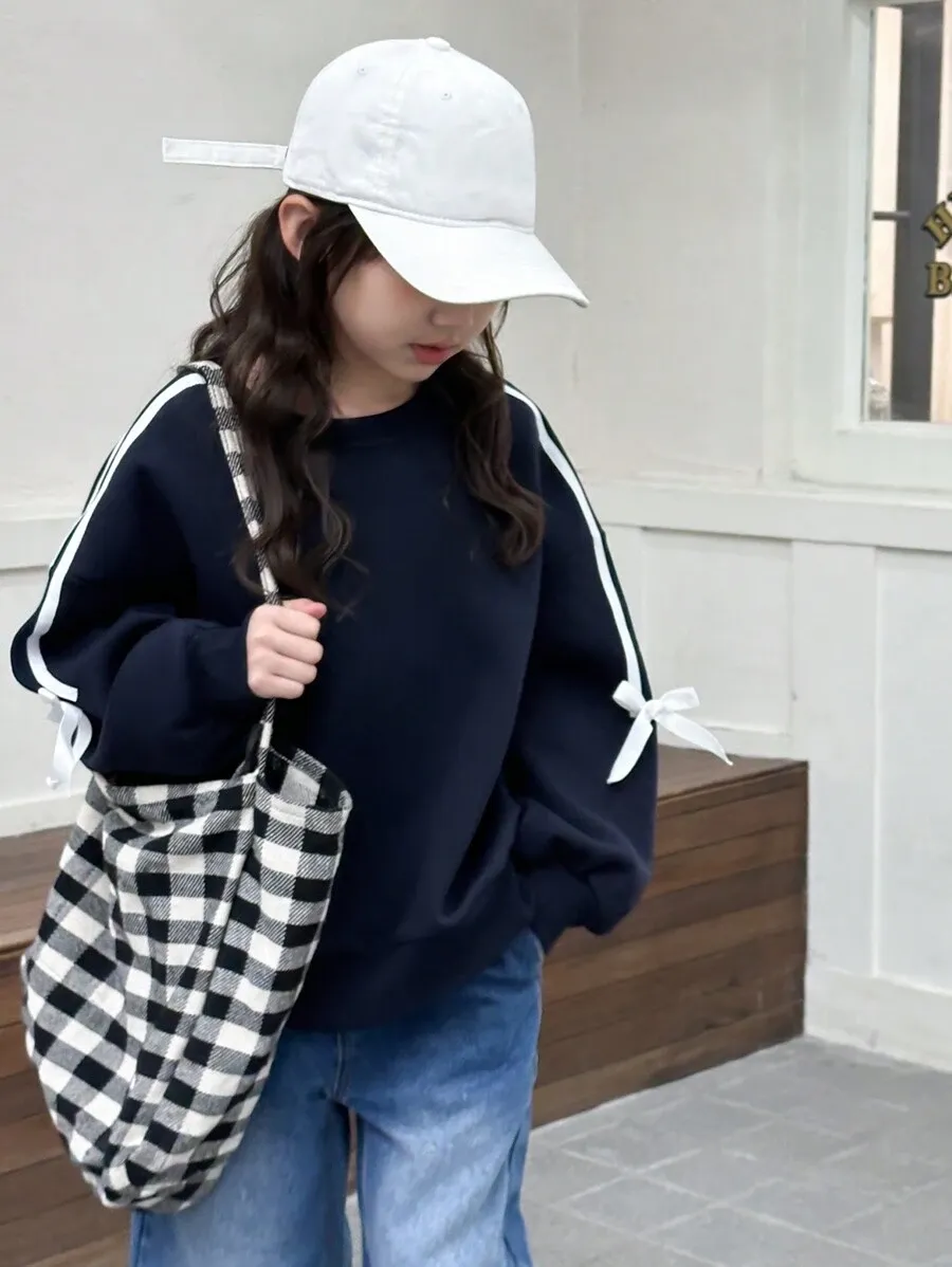 【120-160cm】ガールズ クルーネックスウェットシャツ トレーナー