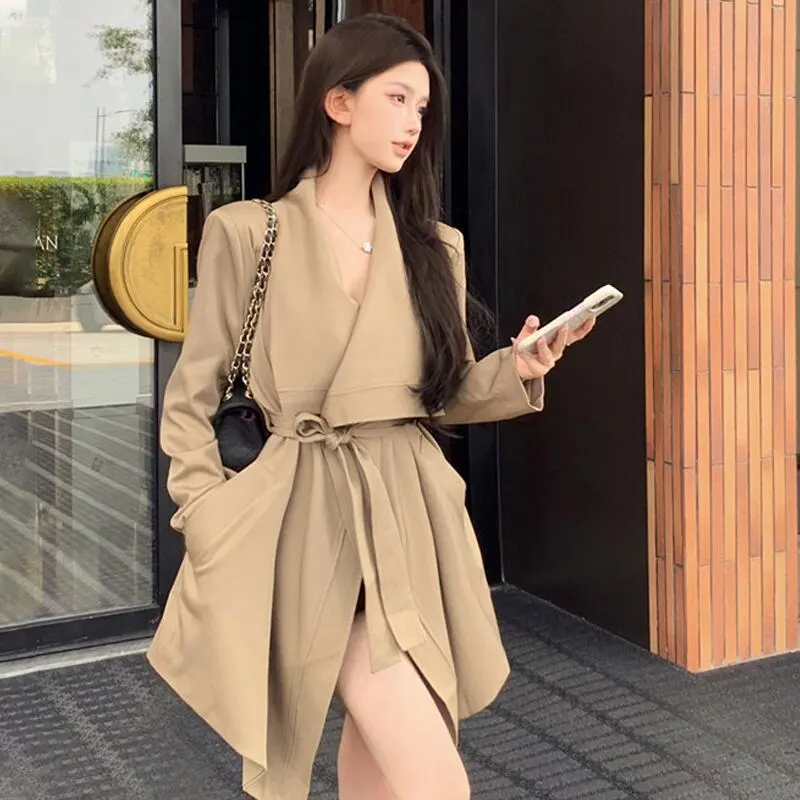 アウター トレンチコート ビッグラペル ミドル丈 抜け感 気質溢れる